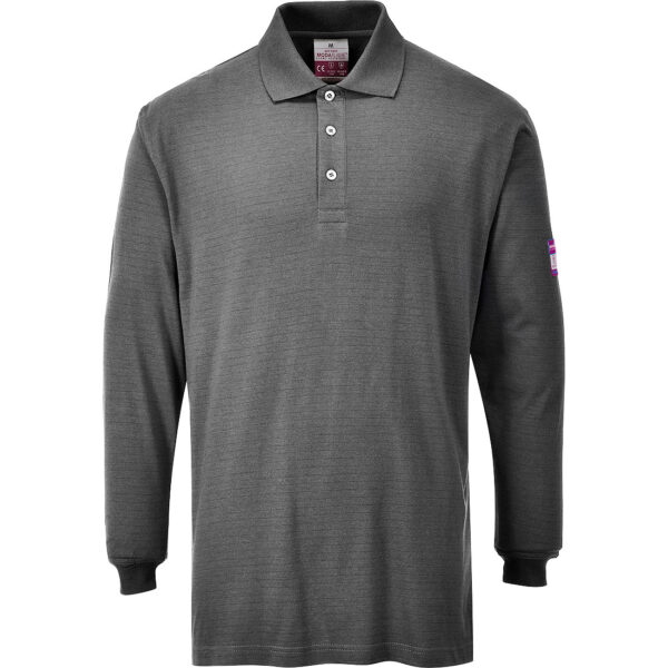 PortWest Poloshirt FR10 - Vlamvertragende Modaflame Antistatische poloshirt met lange mouw - Afbeelding 3