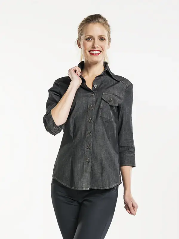 Chaud Devant Shirt Women Denim Stretch 3/4 Sleeve - Afbeelding 2