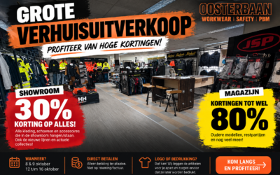 Grote verhuisuitverkoop bij Oosterbaan Safety – tot 80% korting!